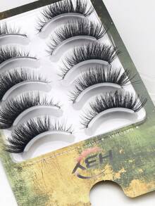 5 Pairs D Curl Cat Eye False Eyelashes, Lightweight Voluminous Thin Style, Reusable Soft Makeup Lashes, Suitable For All Eye Shapes, Daily And Cosplay Use - Black - View 6