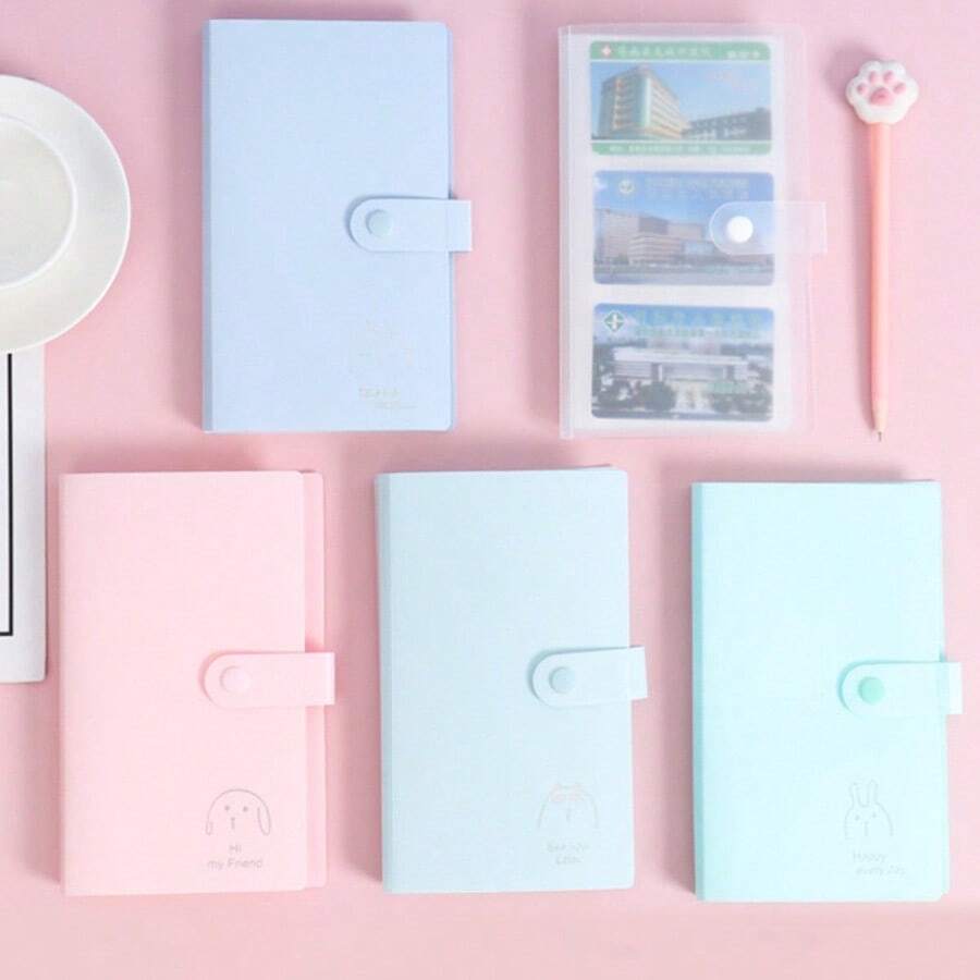 Álbum de Fotos com 120 Slots Cor Macaron 3-Grade Encaixe, Livro de Coleção Multifuncional para Cartões Pequenos, Cartões e Adesivos, Organizador de Armazenamento Multifuncional para Mesa - 120 vagas - Visão 1