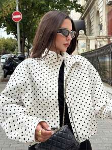 Blogger New Autumn Plus Size Women's Polka Dot Drawstring Loose Fit White Casual Everyday - White - View 2