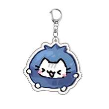 1pc Cute Doodle White Cat Acrylic Keychain, Cartoon Kitten Fruit Pattern Bag Charm, Adorable Backpack Pendant, Collectible Gift - Multicolor - View 8