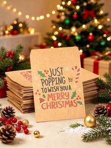1 Set Kraftpapier Weihnachtsgeschenk-Umschläge, Zuckerstange Stechpalme Weihnachtsmütze, Weihnachtsgeschenktüten, Klassenzimmer-Aktivitäten, Feiertags-Party-Geschenke, Frohe Weihnachten Heimdekoration, Weihnachtsdekorationen, Klassenzimmer-Aktivitäten - mehrfarbig - Übersicht 4