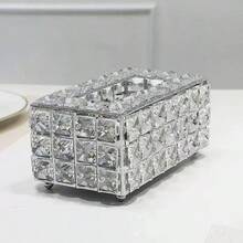 Nordic Style Luxury Crystal Tissue Box, Creative Minimalist Tissue Storage, Home Bathroom Decor, Bathroom Storage Organizer, Autumn Decoration, Back To School - Silver - View 3