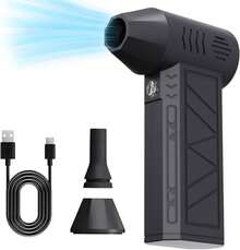 Mini Soprador de Ar Portátil Sem Escova 130000RPM, 4 Velocidades, Bateria Recarregável USB, Bicos Magnéticos Multiuso para Limpeza Neve Carro Teclado - Preto - Visão 9
