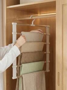 2/1 Multi-Functional Portable Trapezoid Pants Hanger, Suitable For Dress Pants, Jeans, Skirts, Etc., With Stainless Steel Clips, Anti-Wrinkle Storage, Suitable For Spring/Summer Wardrobe Organization, Minimalist Style - View 13