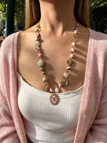 Monlansher Nuevo collar largo de acero inoxidable para mujer con múltiples colgantes, artesanía de esmalte con goteo, encantos de moda múltiple, personalizado casual versátil - N0497 - Estilo colgante múltiple - Ver 5