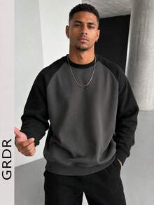 GRDR 1pc Men's Casual Long Sleeve Crew Neck Pullover Sweatshirt | Fashionable & | Show Your Style - Dark Grey - View 3