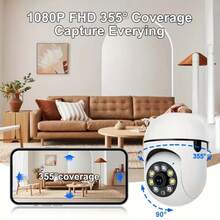 1pc 2pcs Indoor Security Camera, High Definition Smart Home Security Camera, Night Vision, Two-Way Audio, Motion Tracking - Indoor/Outdoor Wi-Fi Enabled, USB Powered, Pan/Tilt/Zoom Function, Camera, USB Powered, High Definition Camera - White - View 6