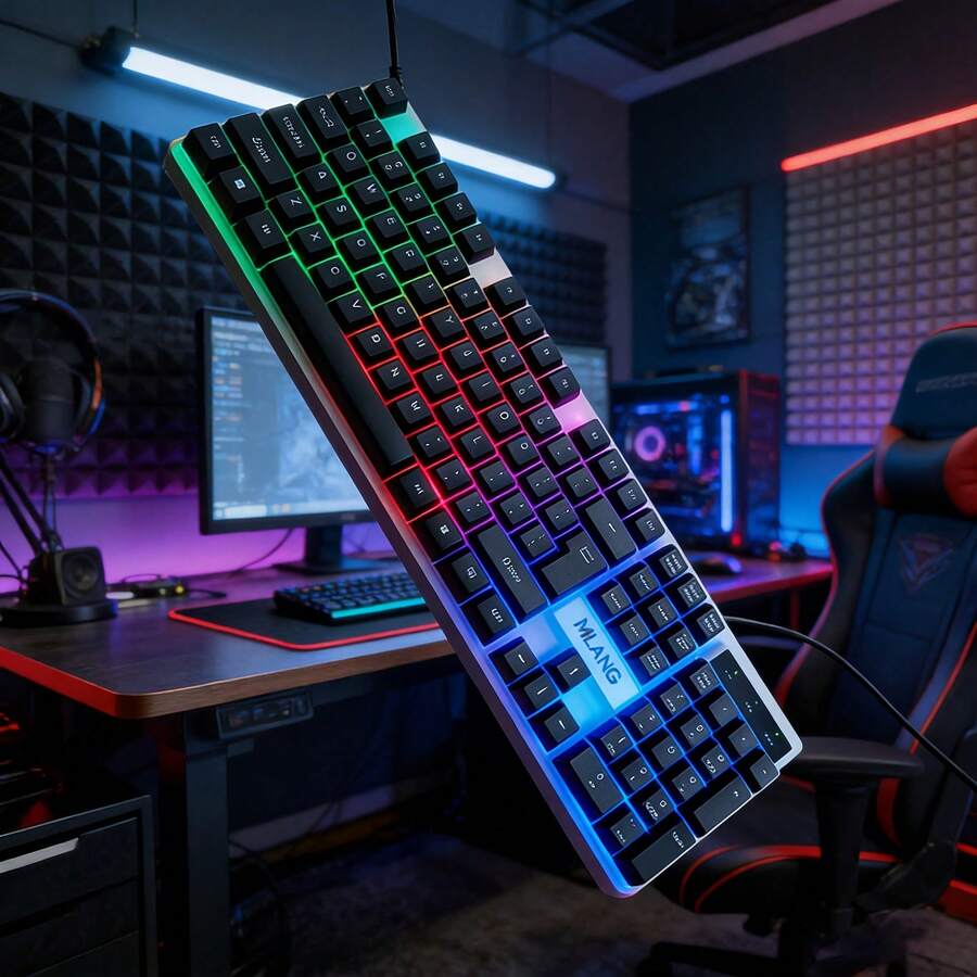 1pcs Multi-Color RGB Wired USB Mouse, Keyboard And Mouse, Keyboard, PC Gaming, Office Desk Accessories For Desktop Laptop - View 1