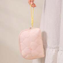 Personalized Small Quilted Toiletry Bag With Contrast Wrist Strap, Fashion Mini Cosmetic Makeup Pouch, Portable Lipstick And Toiletry Organizer - Multicolor - View 3