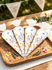 5/25/50pcs Bowknot Triangle Candy Bags, Pink Bowknot Dessert Bags, Pink Bowknot Theme Birthday Party Table Centerpiece Decor, Wedding Decor, Party Gift Bag Fillers - Multicolor - View 4