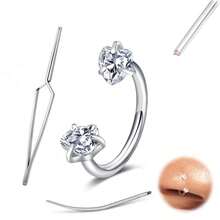 3pcs Stainless Steel Horseshoe Septum Nose Rings With 1pc Piercing Tool And 1pc Guide Needle, Round Zirconia Rhinestone Ear Cartilage Ear Bead Ear Canal Body Piercing Jewelry 18G 8MM - Multicolor - View 18