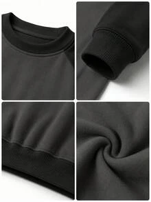 GRDR 1pc Men's Casual Long Sleeve Crew Neck Pullover Sweatshirt | Fashionable & | Show Your Style - Dark Grey - View 7