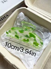 4件/1件 女款 10cm/3.94in 橢圓形白色綠色棕色豹紋輕量塑料髮夾，時尚百搭高級優雅極簡純色髮飾，適用日常穿搭、休閒、派對、通勤、海灘、度假、馬尾、盤髮、洗臉、沐浴、化妝、穿搭配飾（字母為單面且無意義） - 彩色 - 查看 3