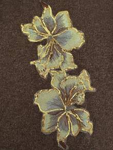 女款寬鬆版型花卉刺繡運動衫－適合秋冬與開學季 - 棕色 - 查看 7