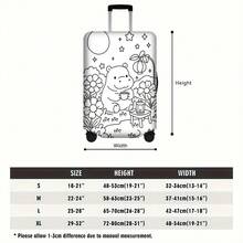1PC Cartoon Hippo Print Luggage Cover With Manual Doodle Colors. Fits Luggage From 18-32 Inches; Dust And Elastic Travel Accessories To Effectively Protect Your Luggage,Travel Essential - View 6