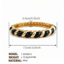 ORNAPEADIA 1 chiếc vòng tay cuff hở nữ mạ vàng tráng men đen, phụ kiện đi biển mùa hè đa năng, phù hợp đeo hàng ngày/làm quà tặng - SZ60895-2 - Xem 6