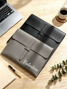 1pc Personalized Customized Name PU Leather Document Folder, Minimalist Envelope Style A4 File Storage Bag, Waterproof Office Document Bag, Customized Text Gift, Suitable For Colleagues, Graduation, Birthday - Multicolor - View 4