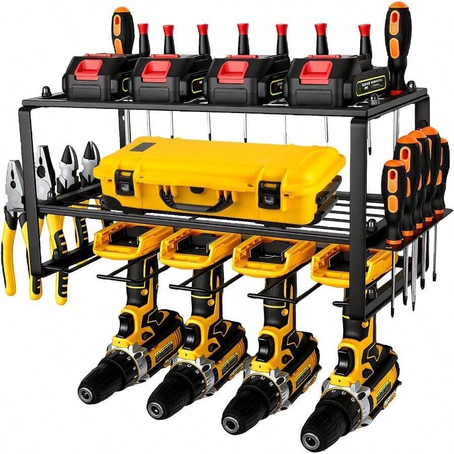 Cordless Drill Hanger Storage Rack Power Tools Holder | Drill Battery Tools Holder Small Storage Rack Metal Wall Mount Plier Screwdriver Shelf For Garage - Multicolor - View 1
