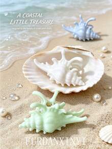 FURDANXINYI 1pc Marble Pattern Conch Shell Hair Clip, Cute 3D Conch Shell Hair Clip, Non-Slip Large Size Summer Beach Vacation Hair Accessory, Suitable For Women's Hairstyles - Multicolor - View 10