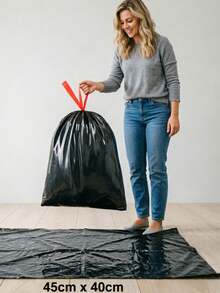 100pcs Black Roll Disposable Trash Bags, Puncture-Resistant & Tear-Proof, Easy-Pull Design For Quick Disposal, Home, Kitchen, Wet Food Waste, Dorm, Apartment, Bedroom, Store, Office Waste Sorting & Storage, Practical Mother's Day Home Life Gift - A - View 4