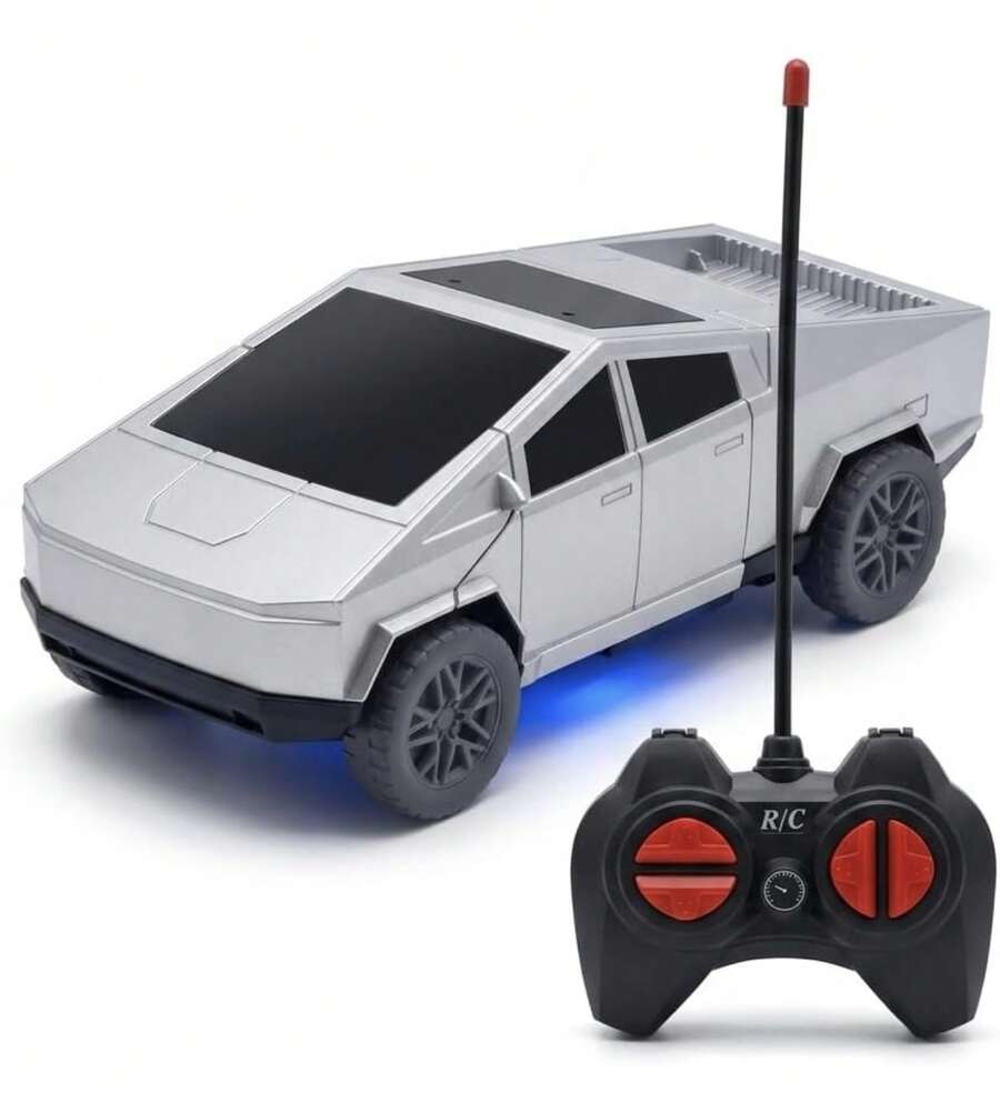 Rechargeable Tesla Cybertruck RC Remote Control Car With LED Lights For Kids, Electric Truck Gift - Dark Grey - View 1