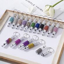 Rhinestone Studded 2-Section Aluminum Alloy Whistle, Outdoor Survival Training Whistle Keychain, Portable - Multicolor - View 1