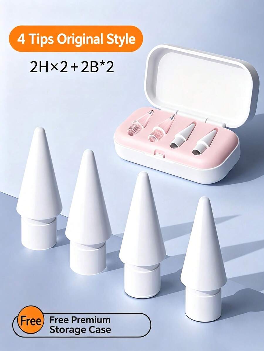 Apple Pencil Pro Replacement Tips, Compatible With Apple Pencil 1st & 2nd Gen, Needle-Type Nib Set, Wear-Resistant, Silent, Anti-Slip, Continuous Touch - White - View 1