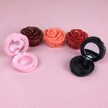 1pc Pink/Orange/Bright Red Creative 3D Rose Shaped Lipstick/Lip Balm Empty Container Box For Women Outdoor Portable Mini Refillable Cosmetic Container, Suitable For Eyeshadow, Lipstick, Makeup Dispensing Box, Back To School, Halloween, Christmas, Holiday, Festival Gift Choice, Thanksgiving, Party Gift, Perfect Gift For Mom, New Year Gift - Multicolor - View 8