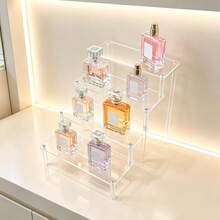 1pc Clear PS Makeup Organizer, Step Cosmetic & Perfume Display Stand, Space-Saving Vanity Storage Rack For Skincare, Lipsticks, And Nail Polish, High-Transparency Desktop Holder For Dresser And Bedroom, Sturdy Design, Modern Minimalist Style. - Clear - View 9