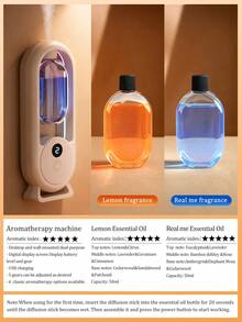 1pc White Ultrasonic Aromatherapy Diffuser, Wall-Mounted & Desktop 2-In-1 Diffuser, With 7-Color LED Night Light, Digital Display Gear Adjustment, 5 Operating Modes Switchable, Lemon Series Fragrance, 8 Essential Oils To Choose From, USB Powered, Rechargeable, Suitable For Large Spaces At Home, Gentle And Versatile For Bedroom, Living Room, Office, Pet Room, Hotel, Bathroom, Car - White - View 17