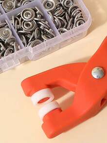 1 Set Metal Snap Fastener Kit With Press Snap Tool And Small Box Of Hollow Rings, Suitable For DIY Hollow Metal Snap Fasteners, Can Be Used For DIY Crafts, Clothing, Hats And Sewing - Multicolor - View 3