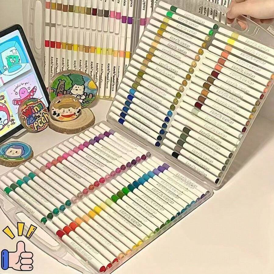 White Box Acrylic Marker Painting Set, Water-Based Opaque Ink, Layerable Colors, Student Art Doodle Painting Pens, Back To School Supplies