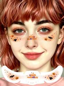 6 Sheets Halloween Freckles Face Tattoos, Bat Pumpkin Ghost Spider Web Tattoo Stickers, Waterproof Cute Makeup Accessories, For Festival Halloween Party Cosplay Costume - Multicolor - View 3