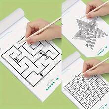 1pc Maze Training Book, White, Made Of Durable Paper, Fun And Educational, Designed With Focus Puzzles To Boost Brainpower, Suitable As A Gift For Halloween, Christmas, Back-To-School Season, New Year, And Other Occasions, Enhancing Brainpower. - Multicolor - View 2