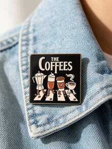 1pc Cartoon Coffee Pattern Brooch, Fun Metal Badge, Creative Decorative Brooch, Suitable For Backpacks, Suitable For Men And Women Daily Wear - Multicolor - View 3