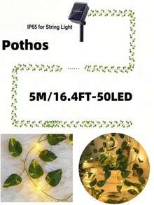 2/5/10m Solar Powered Ivy String Lights, 100 LED Artificial Vine Lights, Faux Greenery Leaf Decorative Lights, Bedroom Vine LED Decorative Lights, Solar Powered Artificial Ivy, Minimalist Aesthetic, 8 Lighting Modes - Solar-powered Green Leaf String Lights - View 16