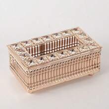 Nordic Style Luxury Crystal Tissue Box, Creative Minimalist Tissue Storage, Home Bathroom Decor, Bathroom Storage Organizer, Autumn Decoration, Back To School - Silver - View 9