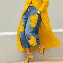 Women Jeans - 金色 - 查看 5