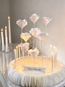 6pcs/24pcs White Pearlescent Long Straight Birthday Fairy Atmosphere Anniversary Holiday Party Cake Decoration Photo Prop Candles - View 5