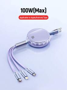 Data cable Kabel Pengisi Daya Cepat 3-in-1 100W (MAX) & Kabel Tiga-ke-Tunggal yang Dapat Ditarik, Kabel Data Pengisian Daya Kompatibel dengan iPhone 18/17/16/15/14/13/12/11 Pro Max/XS MAX/XR/XS/X/8/7 Plus/ dan Kompatibel dengan Seri , Kabel Pengisian Daya Efisiensi Universal Kompatibel dengan iPhone, Android, Adaptor Universal - MultiWarna - View 8