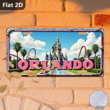 1pc, For Decorative Use Only, Outdoor Sign And Wall Decor, Orlando Park, Castle, USA, Home Decor, License Plate Style, Vacation City Sign, Great Gift For Friends And Family, Suitable For Cafe, Garage, Garden (Random Style) - A - View 8