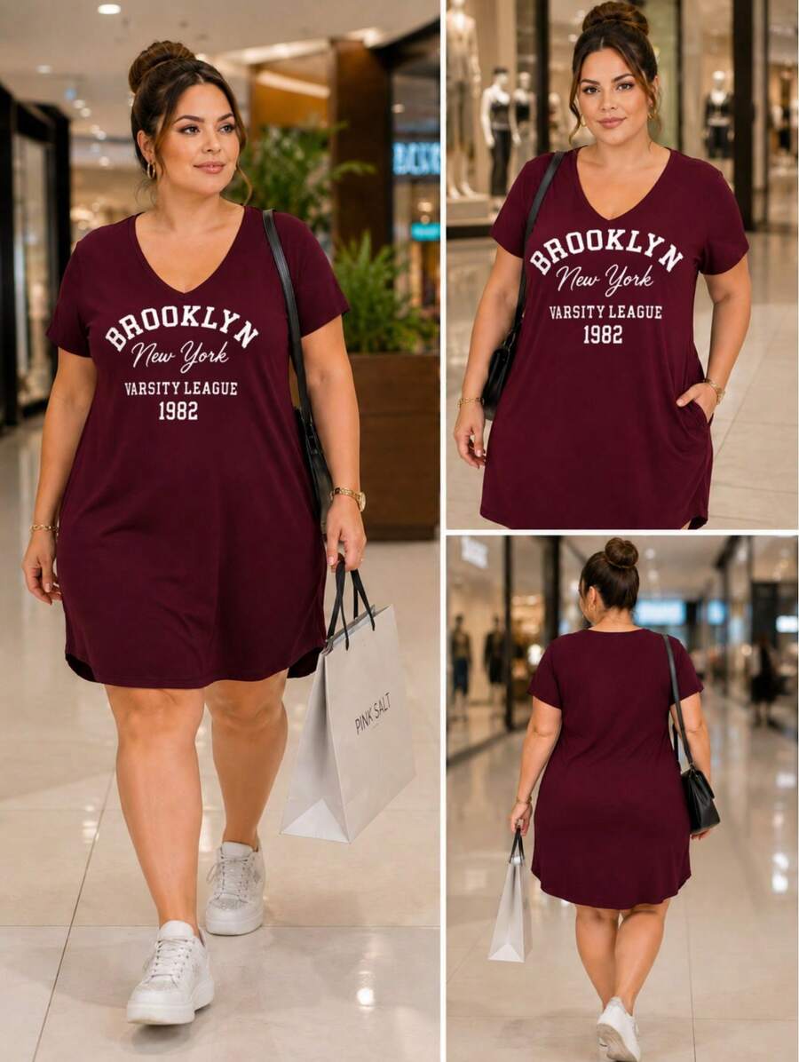 Plus Size Dresses - BROOKLYN BORDÓ - Ver 1