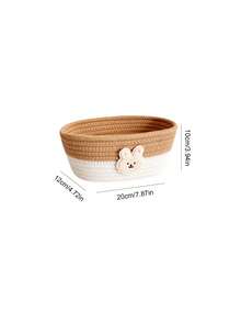 1pc Woven Rope Storage Basket Cartoon Bear Baby Room Organizer Basket For Baby Supplies And Miscellaneous Items - Multicolor - View 2
