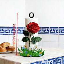1pc Floral Tissue Box Holder, Premium Decorative Tissue Dispenser, No Drilling, Surface Mount, Reusable, Durable, Holiday Decor, Suitable For Kitchen, Bathroom And Party, Toilet Paper Holder, Home Decor - Multicolor - View 9
