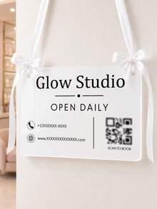 客製化商店預約告示牌，可自訂 Logo 文字 QR Code 商家資訊展示板，美甲沙龍美睫工作室歡迎牌，社群媒體告示牌 - 彩色 - 查看 14