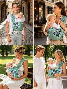 1pc Infant Baby Carrier Nursing Cover, Multifunctional Lightweight Backpack Carrier For Newborns, Convenient For Outdoor Use, Suitable For All Seasons - Green Leaves - View 2