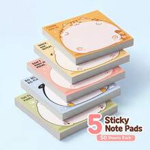 5 Packs 250 Sheets Cute Pet Animal Sticky Notes, Japanese Style Cat Dog Rabbit Penguin Self-Adhesive Blank Memo Pads, Desktop Reminder Notes, School Office Home Stationery Supplies - 75 X 75 mm - View 9