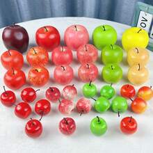 逼真人造蘋果裝飾假水果擺件，適用靜物繪畫、居家、櫥櫃、派對裝飾與攝影道具 - 紅色 - 查看 6
