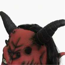 Halloween Satan Demon Latex Mask, Vampire Long Hair Full Head Mask, Adult Horror Red Face Horn Mask - Red Demon Mask - View 9