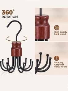 1PC Multi-Purpose Swivel Hook, Belt Rack Closet Organizers And Storage For Hanging Belt, TiesRotatable Hoodie Organizer For Closet, Hoodies Holder, Metal Space Saving Closet Organizers And Storage - Vintage Color - View 2